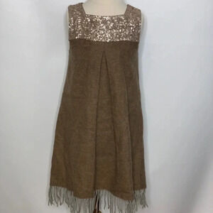 Charabia wool blend sequin fringe dress girls